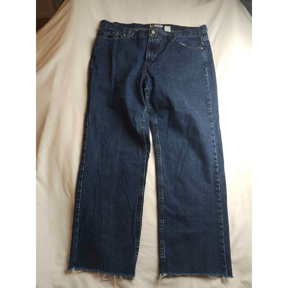 Vtg 90s Faded Glory Jeans Womens 18WA Blue Denim Straight Leg Raw Hem Classic